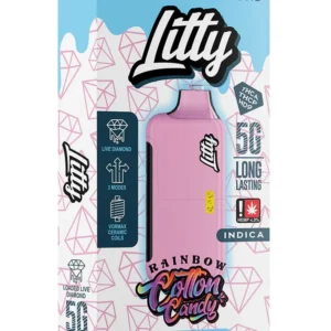 Litty 5g THCA Loaded Live Diamonds Vape - Rainbow Cotton Candy