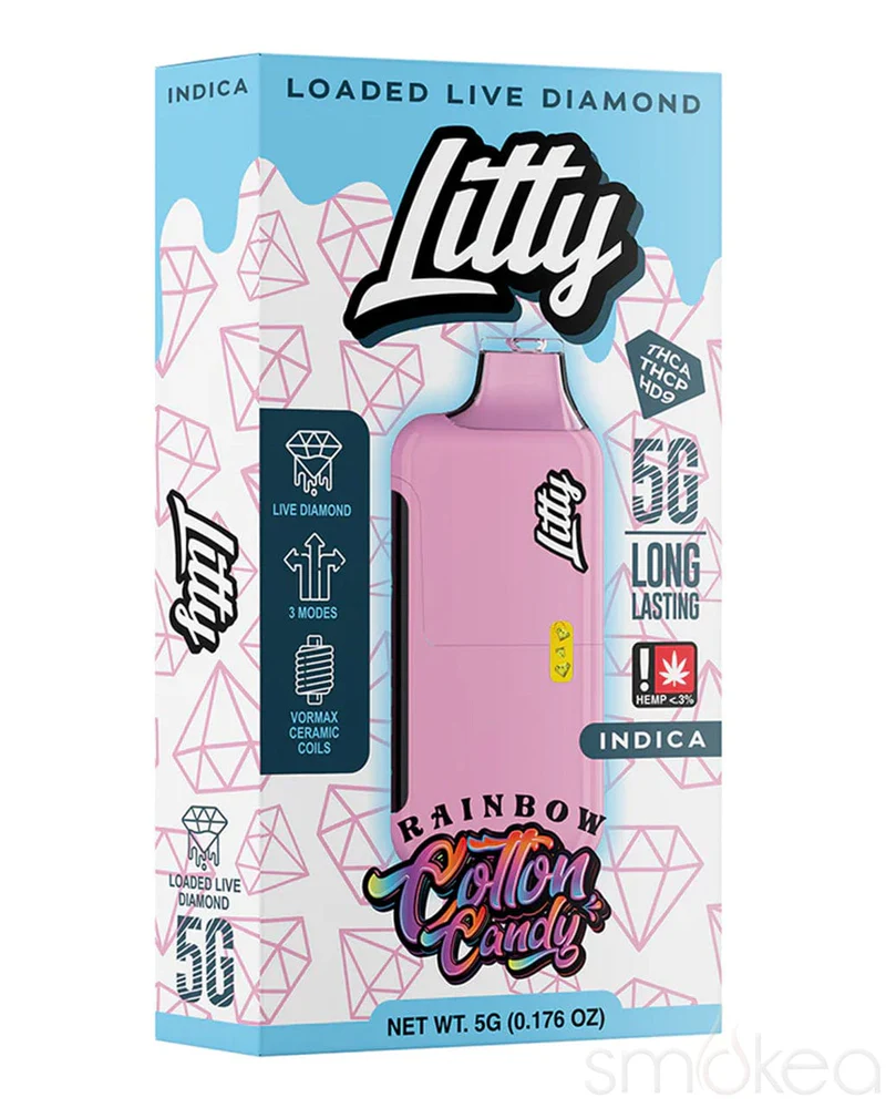 Litty 5g THCA Loaded Live Diamonds Vape - Rainbow Cotton Candy